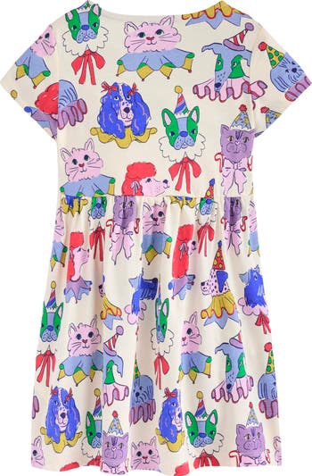 Kids' Pet Print Heart Pocket Cotton Jersey Dress