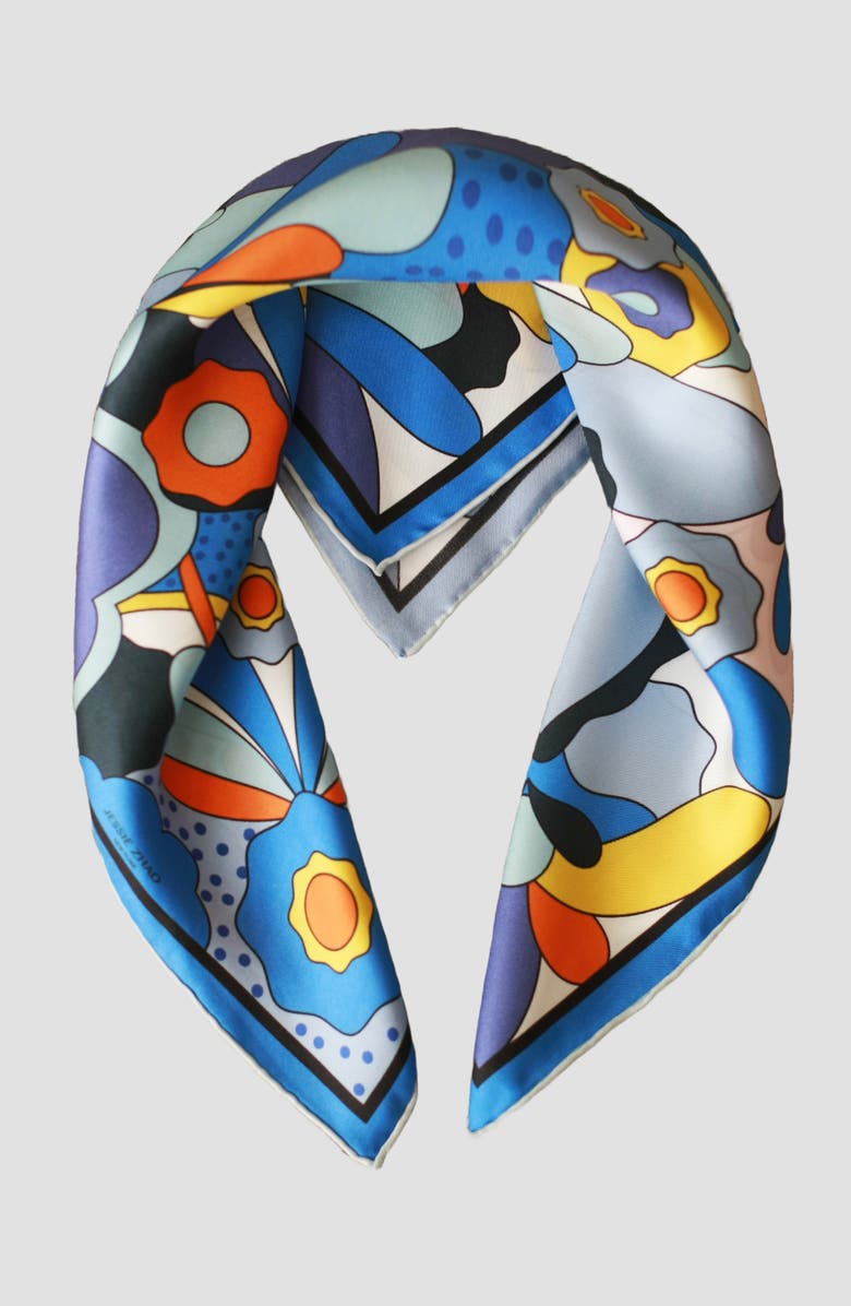 Jessie Zhao New York Silk Scarf Of Ocean Imagination, Alternate, color, Blue