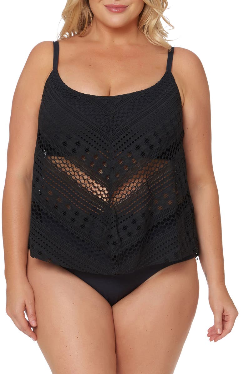 BLEU by Rod Beattie Fly Away Floating Underwire Bralette Tankini Top, Main, color,