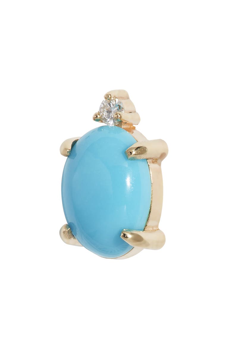Turquoise Diamond Stud Earrings, Alternate, color, BLUE/ 14K YELLOW GOLD