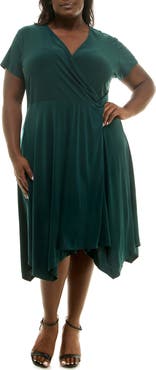 Nina Leonard Handkerchief Hem Dress