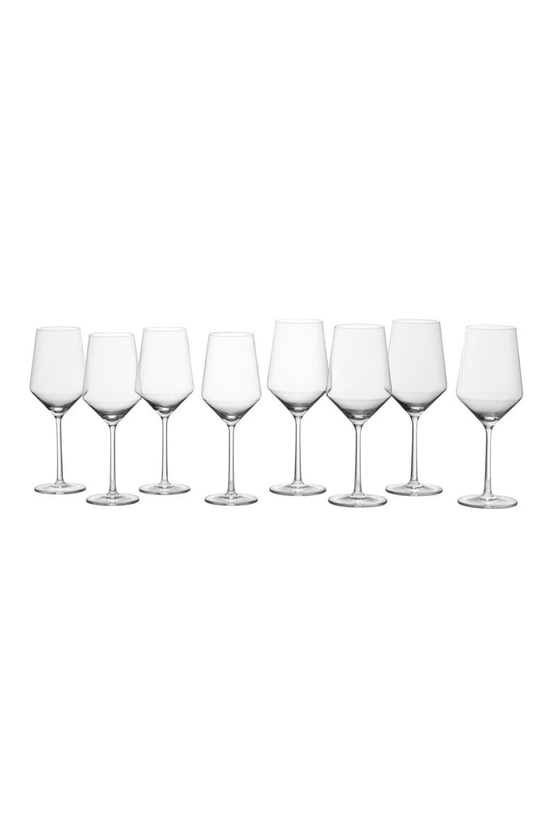 Pure Set of 8 Red & White Wine Glasses, Main, color, CLEAR