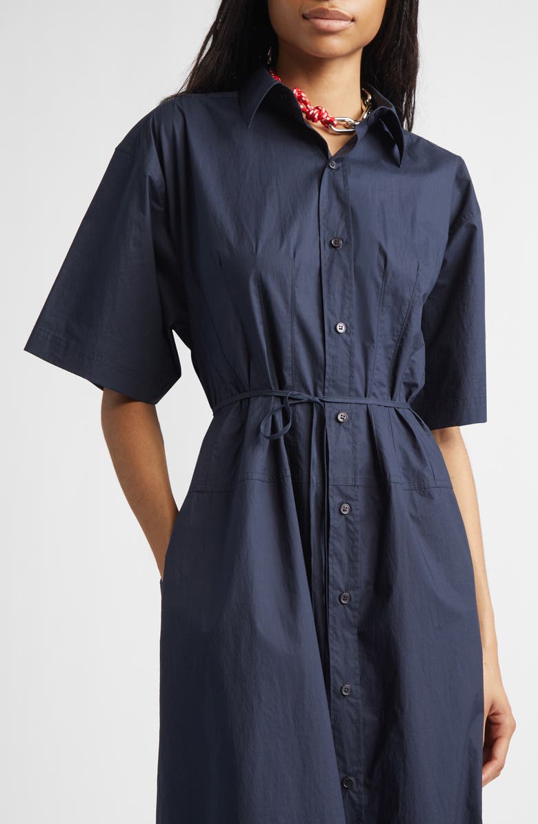 PLAN C Oversize Cotton Shirtdress, Alternate, color, Blue Black