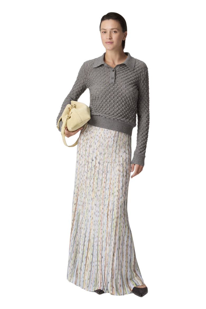 Long Skirt In Ribbed Space-dye Viscose With Sequins, Main, color, Multicoloured