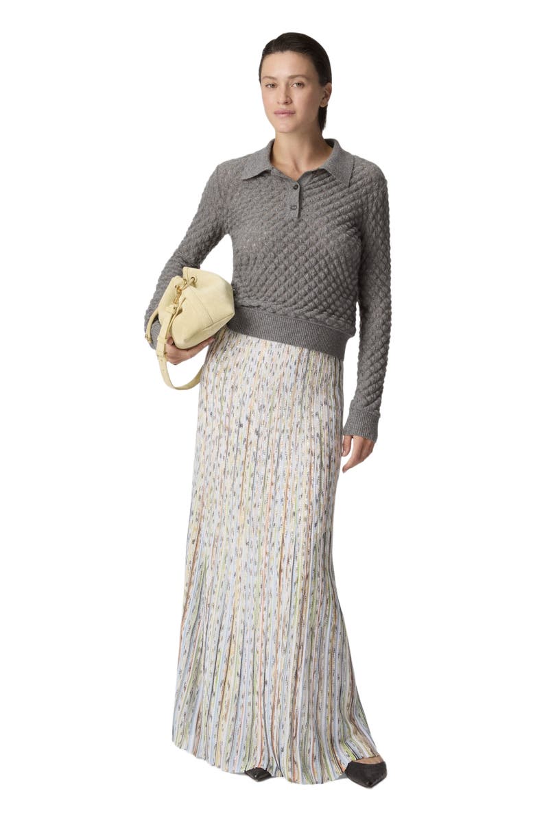 Missoni Flame Ribbed Viscose Long Skirt With Sequins, Main, color, Green& Brown