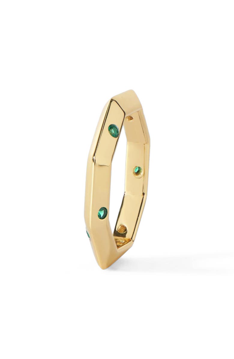 Ora Ana The Athena Double-Sided Burnish Ring, Alternate, color, Gold/Emerald Cz