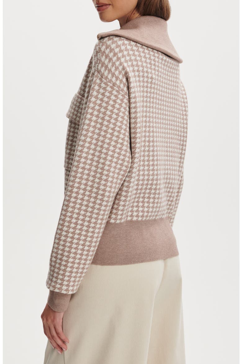Ablett Houndstooth Jacquard Zip Cardigan, Alternate, color, TAUPE