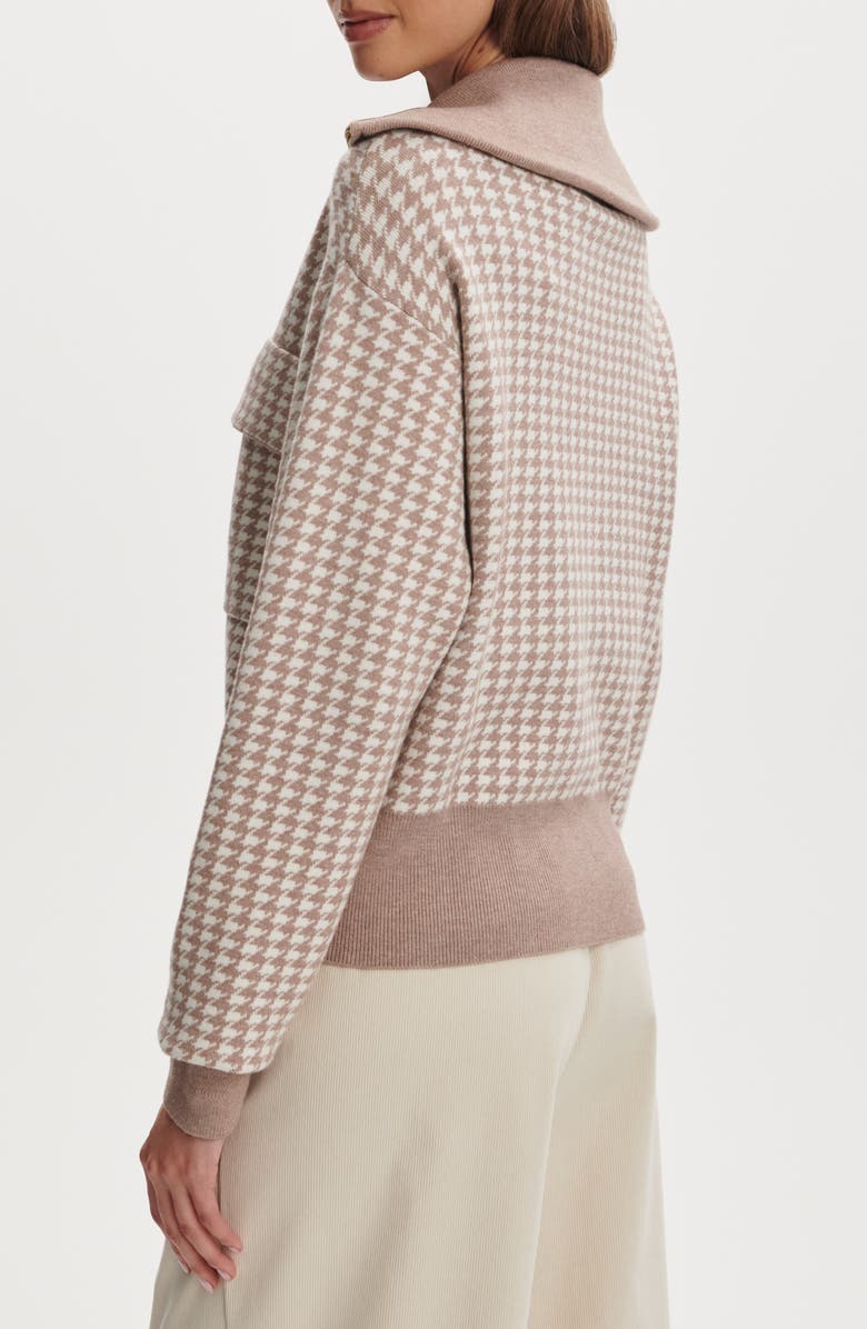 Varley Ablett Houndstooth Jacquard Zip Cardigan, Alternate, color, Taupe