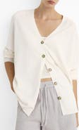 MANGO Oversize V-Neck Wool Blend Cardigan