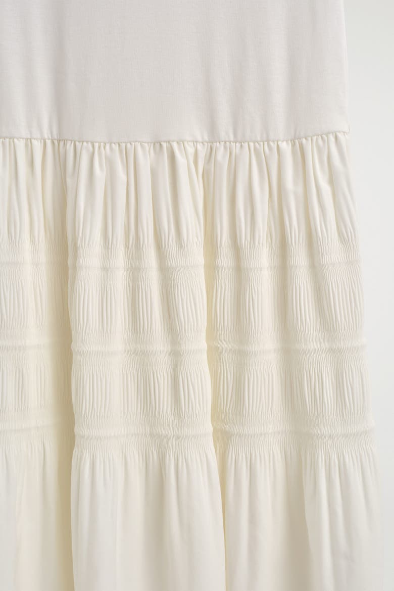 Tiered Gathered Midi Dress, Alternate, color, WHITE