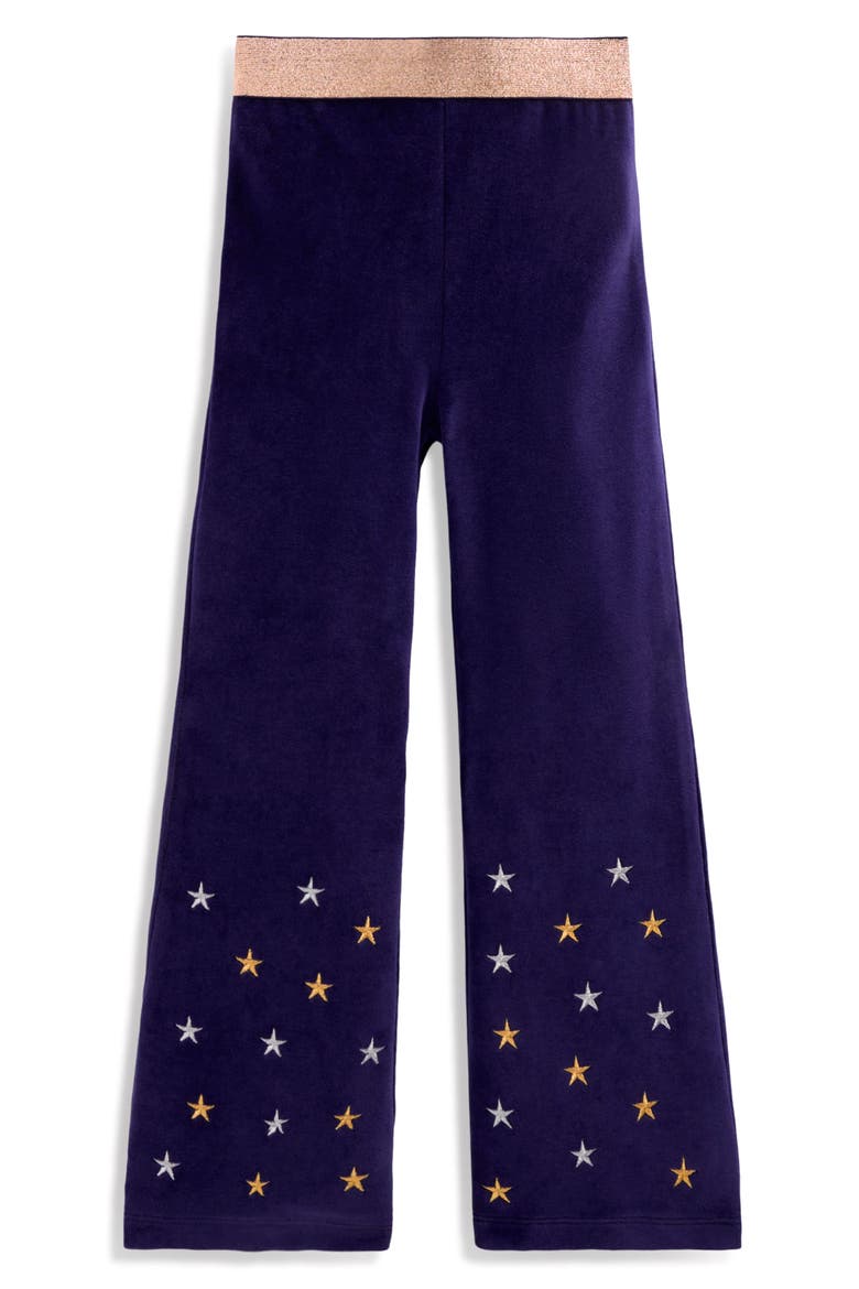 Kids' Velvet Flared Leggings, Main, color, NAVY FOIL STAR
