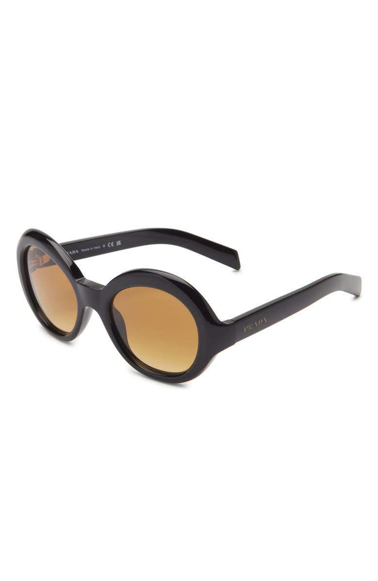 Prada 53mm Gradient Round Sunglasses, Alternate, color, Black