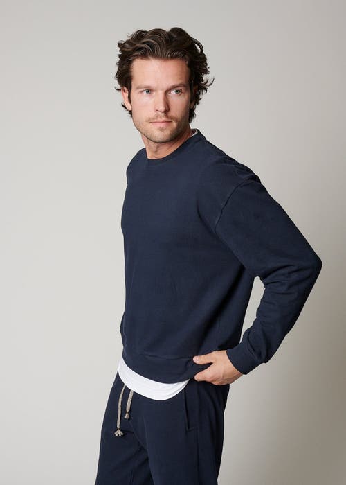 Leisure Lab Cotton Lounge Crewneck In Lapis