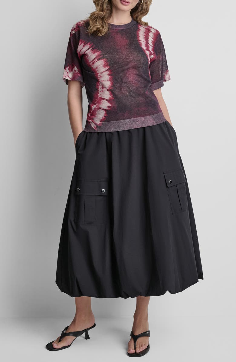 DKNY Tie Dye Short Sleeve Cotton Blend Sweater, Alternate, color, Firework Tiedye