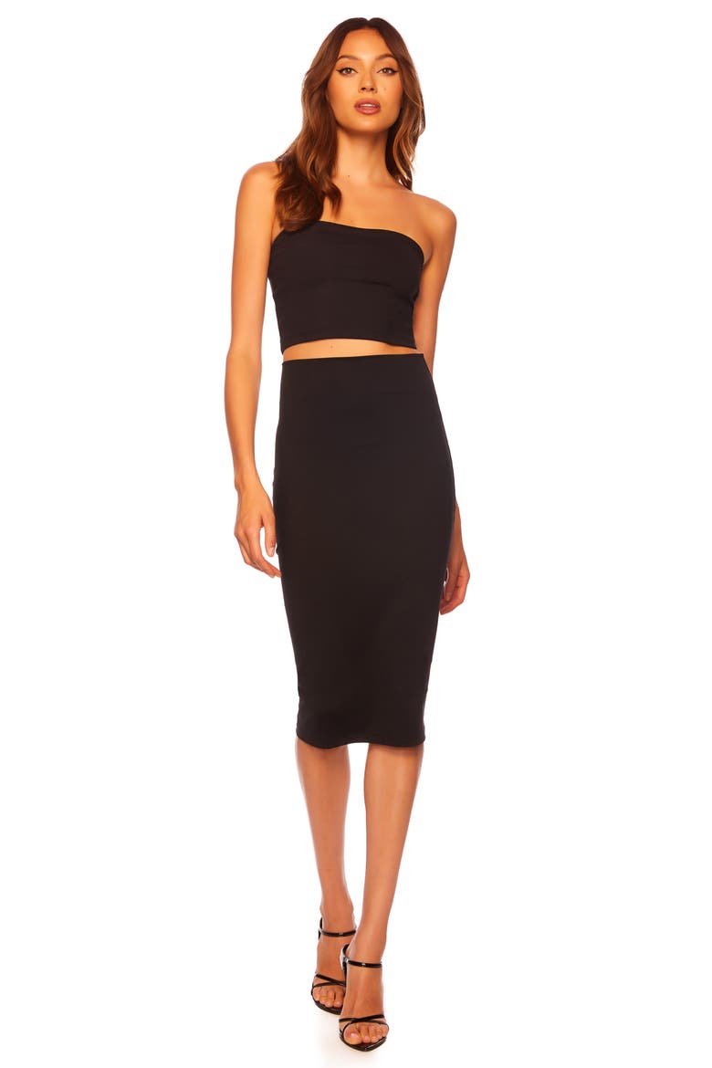 Slim High Waist Stretch Pencil Skirt, Alternate, color, BLACK