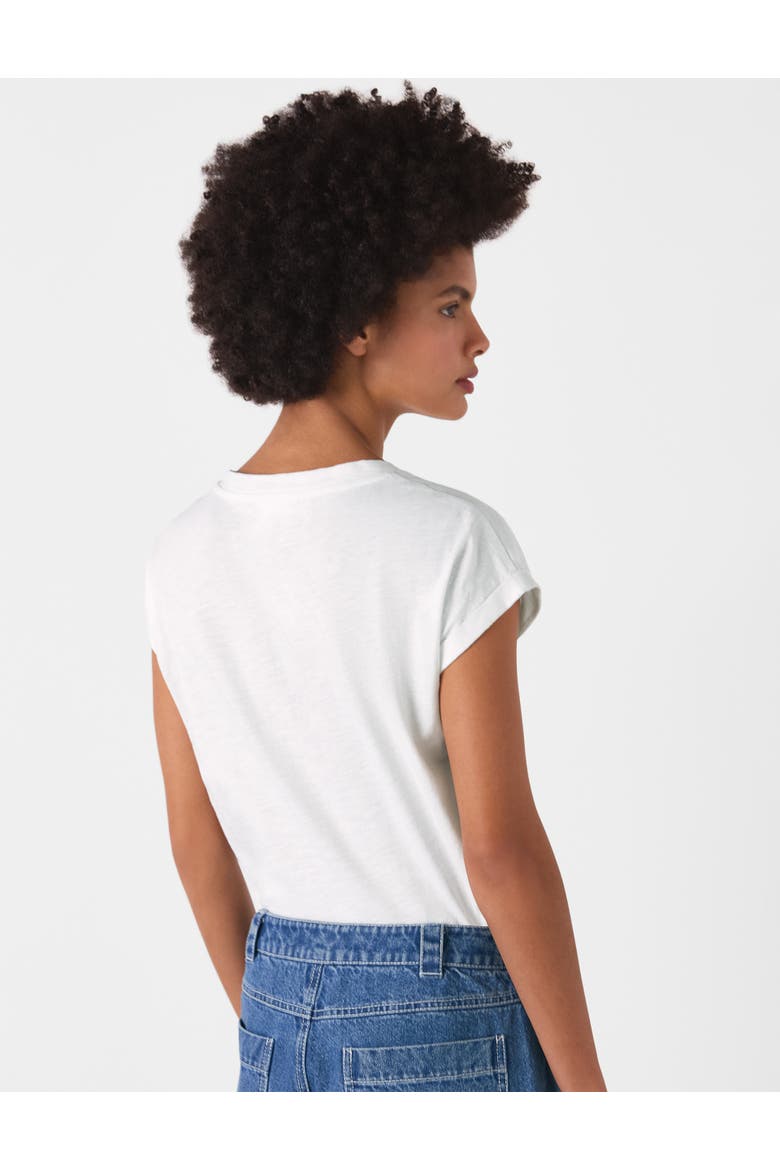 Willa V-Neck Cap Sleeve T-Shirt, Alternate, color, White