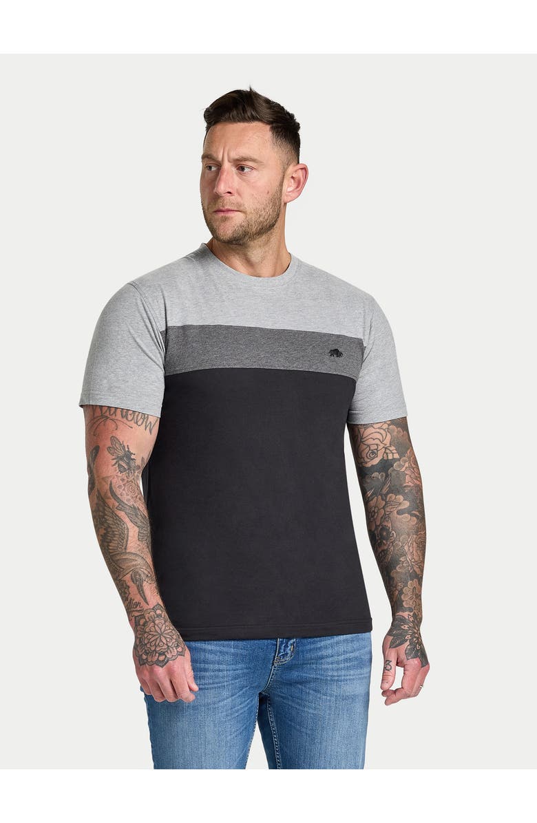 Raging Bull Short Sleeve Crew Neck Panel T-Shirt, Main, color, Black