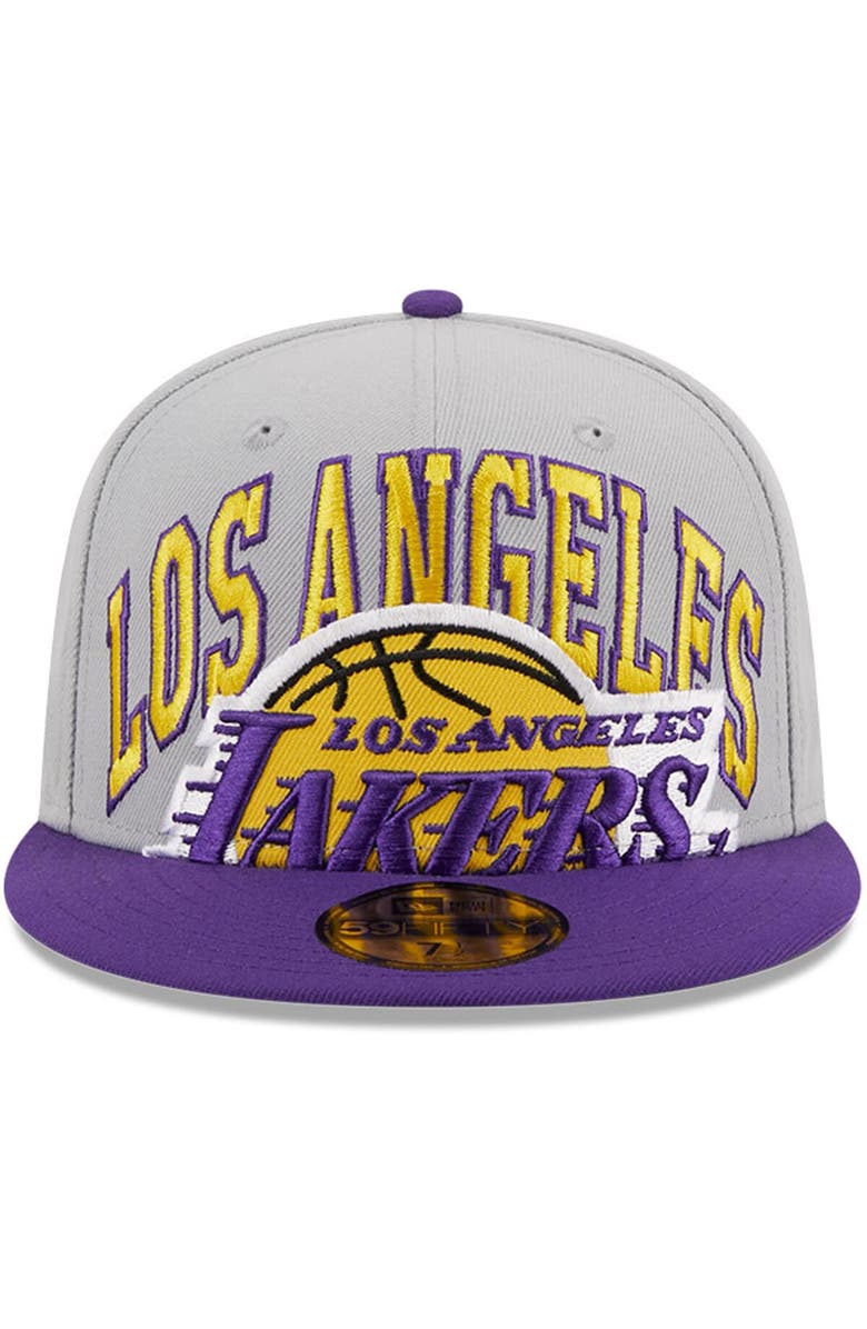 New Era Men's New Era Gray/Purple Los Angeles Lakers Tip-Off Two-Tone 59FIFTY Fitted Hat, Alternate, color, Gray