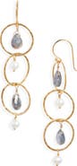 Kiara by Ki-ele Trinity Labradorite & Freshwater Pearl Drop Earrings