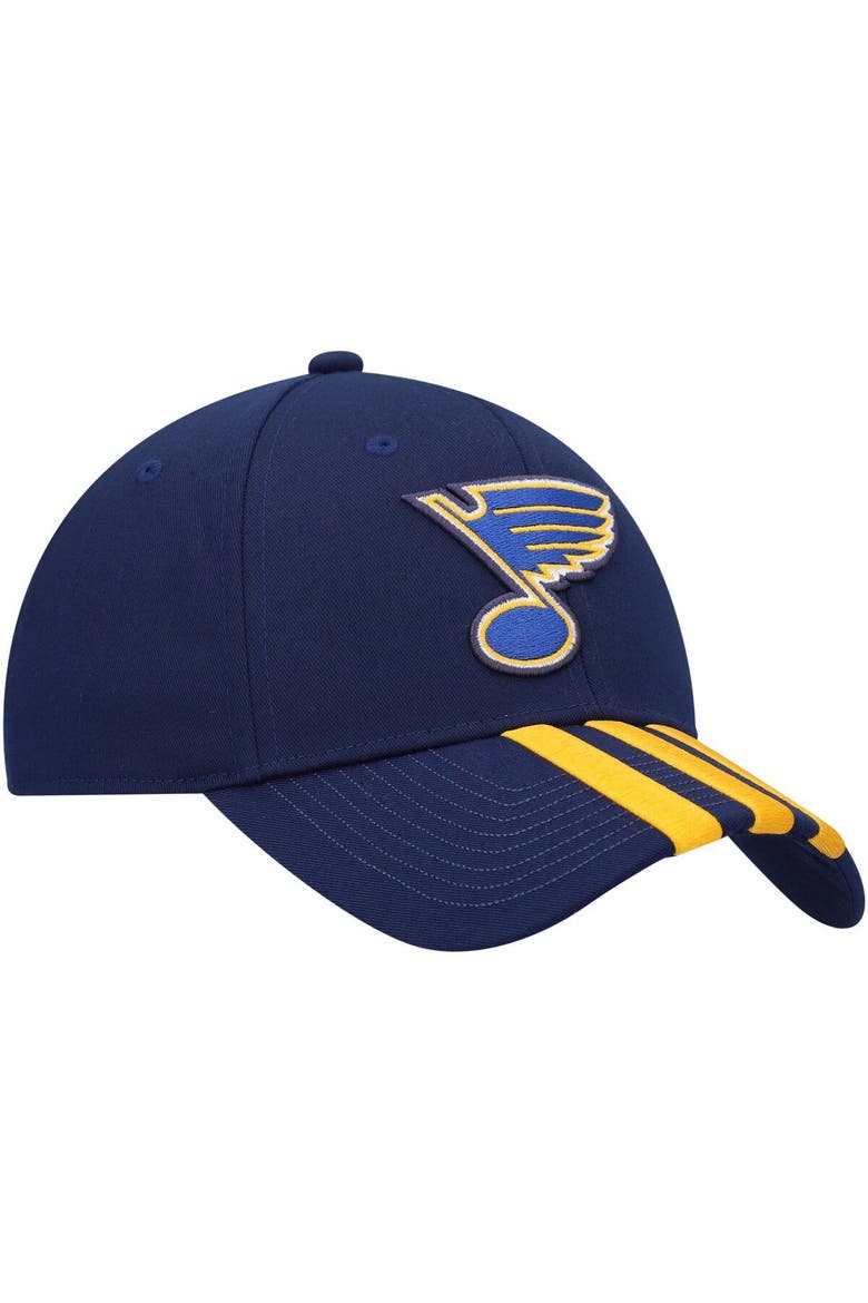 Men's adidas Navy St. Louis Blues Locker Room Primegreen Three Stripe Adjustable Hat, Alternate, color, NAVY
