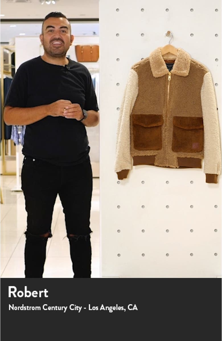 Colorblock Fleece Bomber Jacket, sales video thumbnail