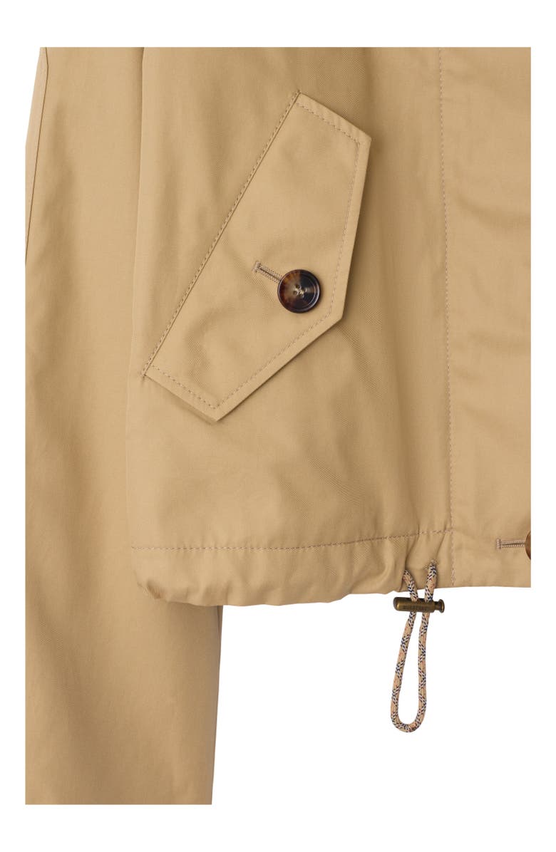 Burberry Short Gabardine Parka, Alternate, color, Flax