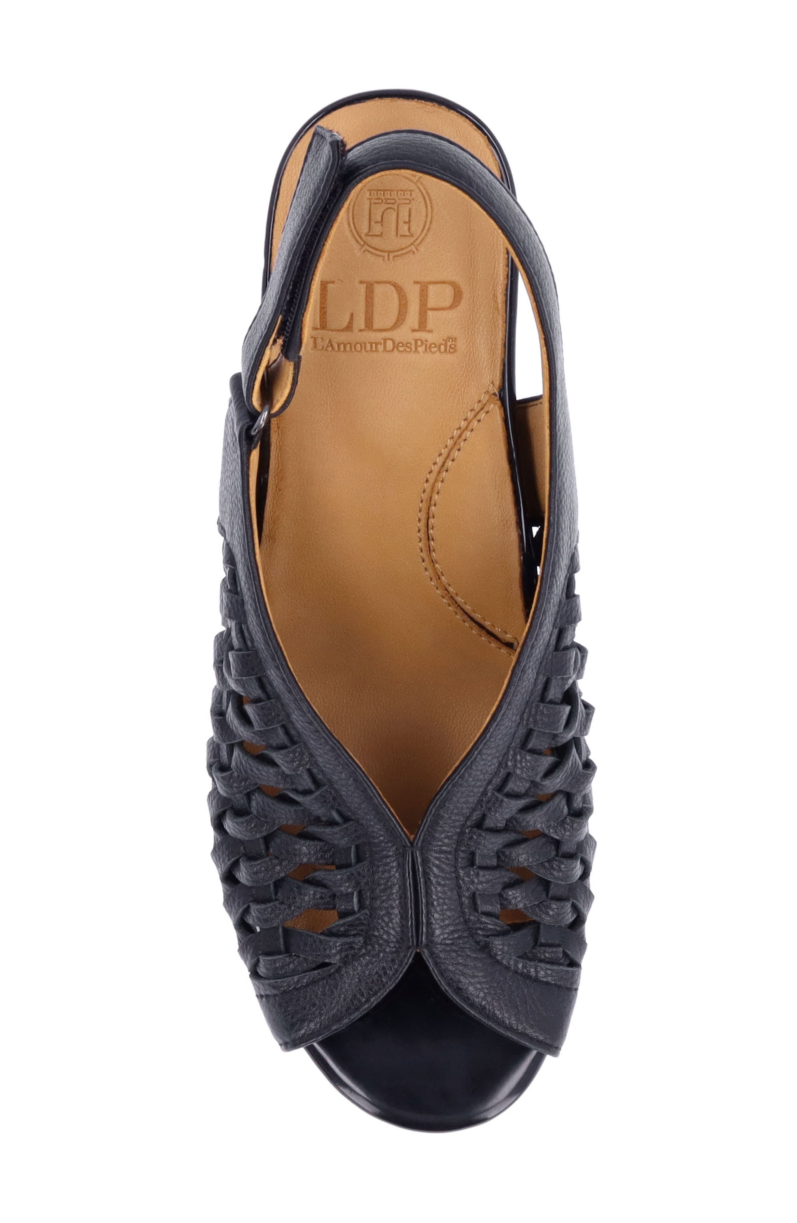 L'Amour des Pieds Myrina Basket Weave Slingback Peep Toe Sandal, Alternate, color, 