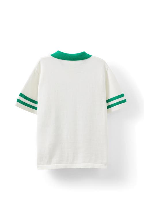 Shop Cotton On Kids Kid's Preston Knit Polo In Vanilla Island Green Stripe