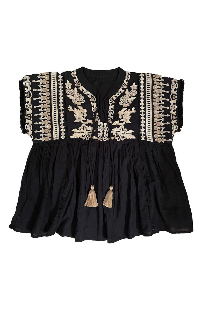 NIKKI LUND Embroidered Short Sleeve Top, Alternate, color, 