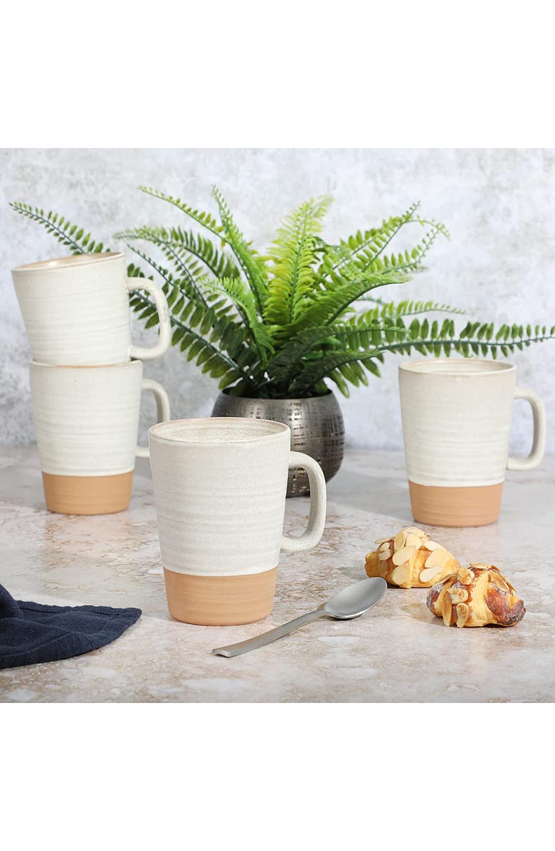 Gibson Elite Dreamweaver 4 Piece 17 Ounce Round Earthenware Mug Set, Alternate, color, Beige