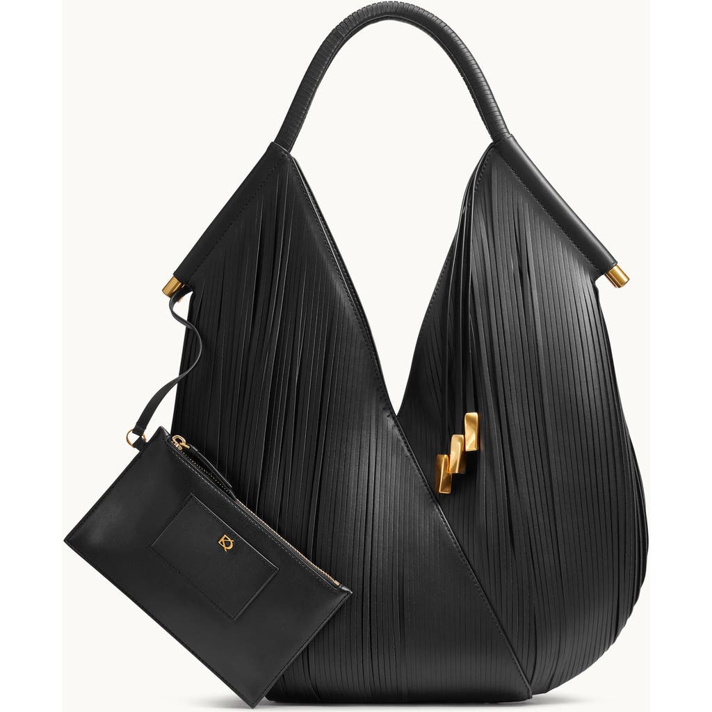 Donna Karan Baldwin Large Lasercut Shoulder Bag In Black/gold