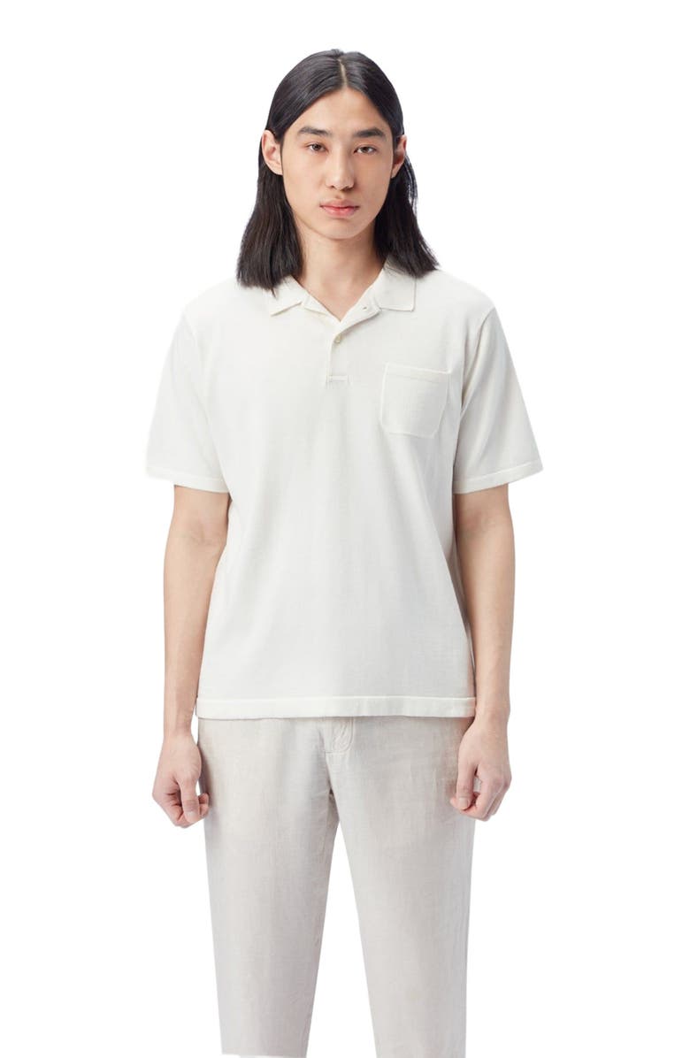 GOBI Mongolian Cashmere Men's Cotton Silk Cashmere Blend Polo Shirt, Main, color, Whisper White