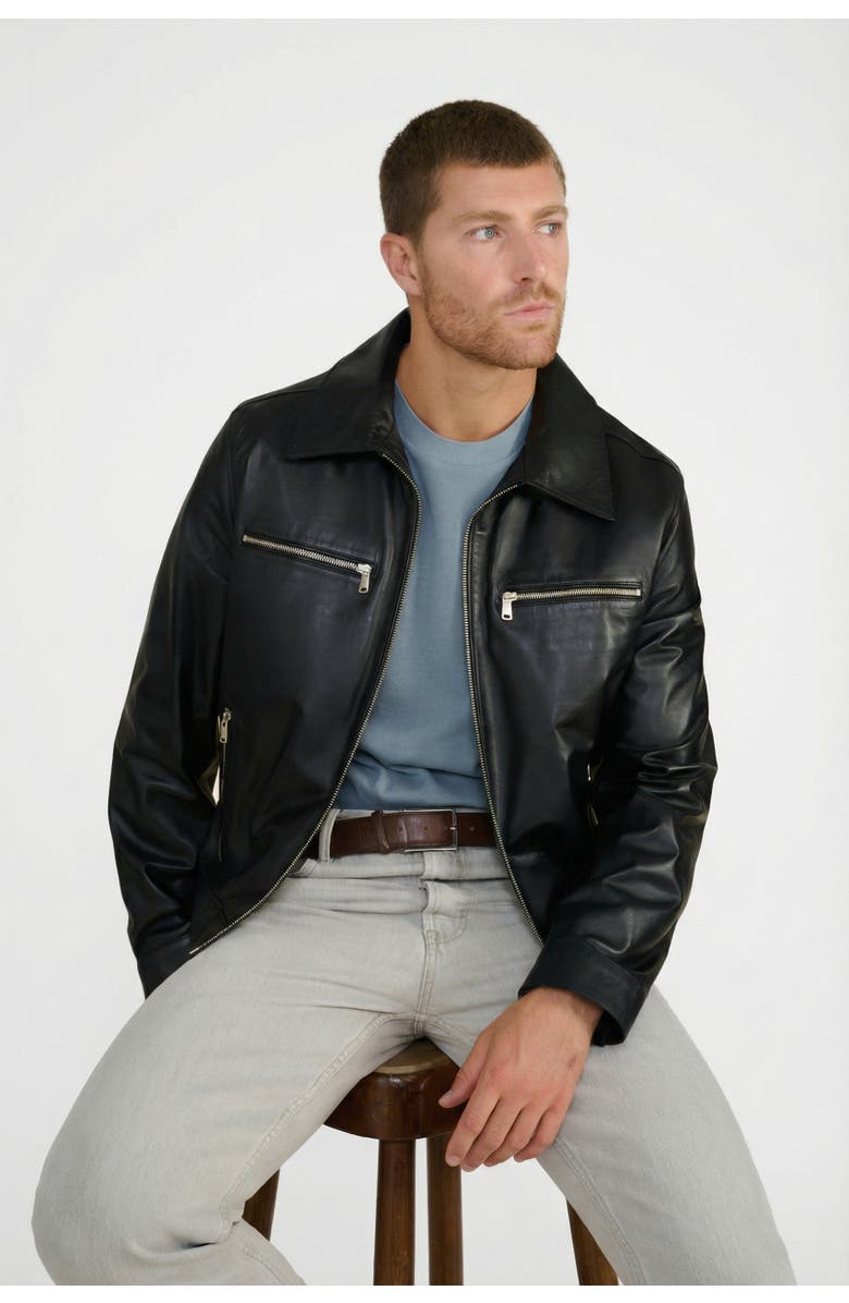 FURNIQ UK Lennox Nappa Leather Jacket, Alternate, color, 