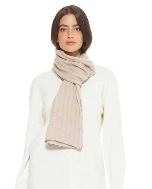 Monticelli Cashmere Pure Cashmere Plush-ribbed Scarf In Neutral