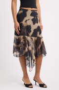 Feners Mirada Leopard Print Mesh Midi Skirt