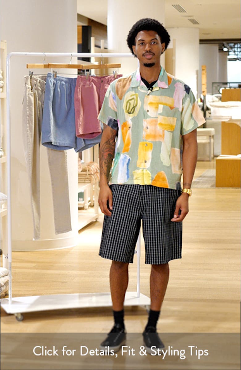 Jems Abstract Print Cotton Seersucker Camp Shirt, sales video thumbnail