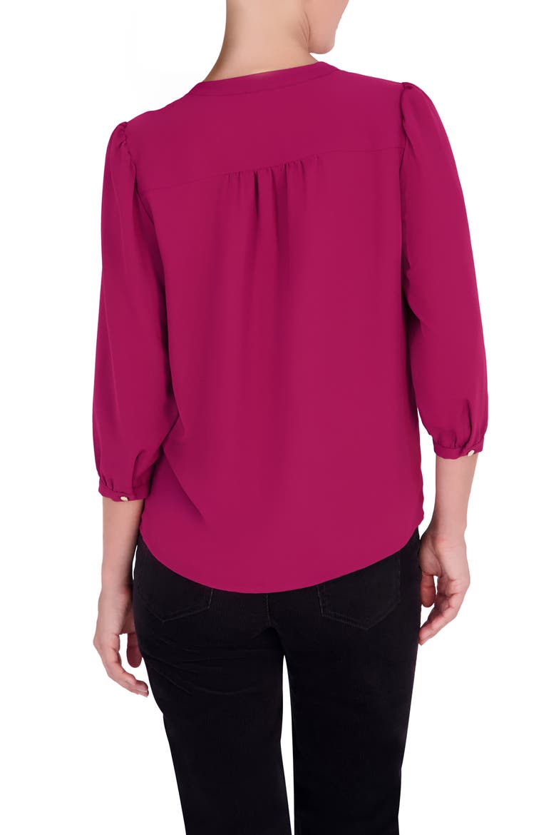 Button Detail Crepe Blouse, Alternate, color, BERRY RED