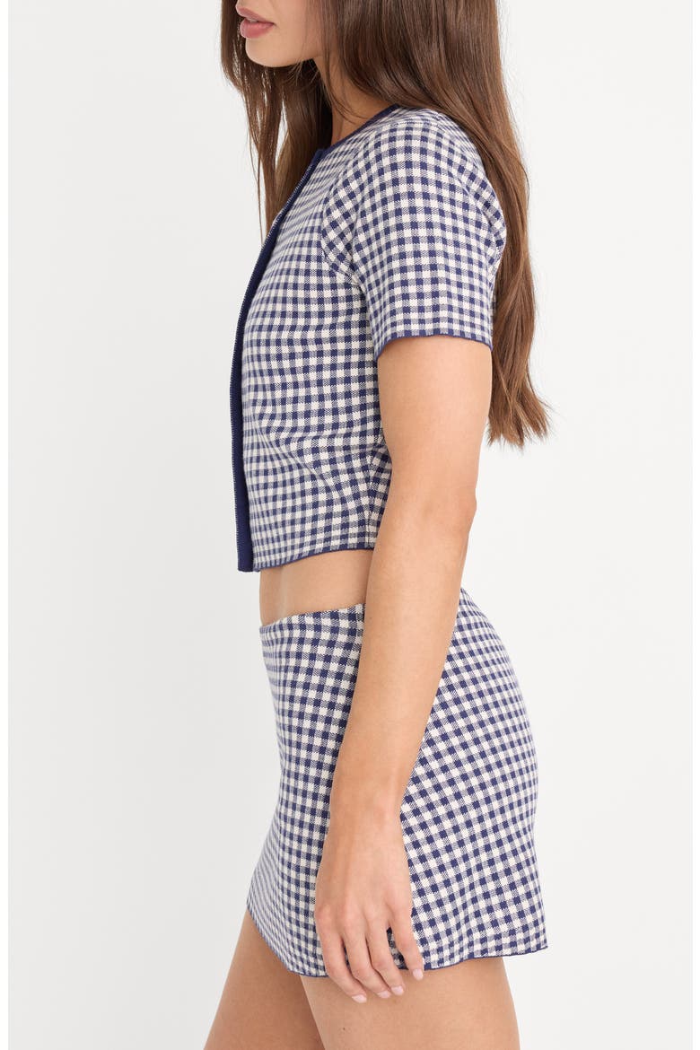 The Keepsake Gingham Crop Cardigan, Alternate, color, NAVY GINGHAM