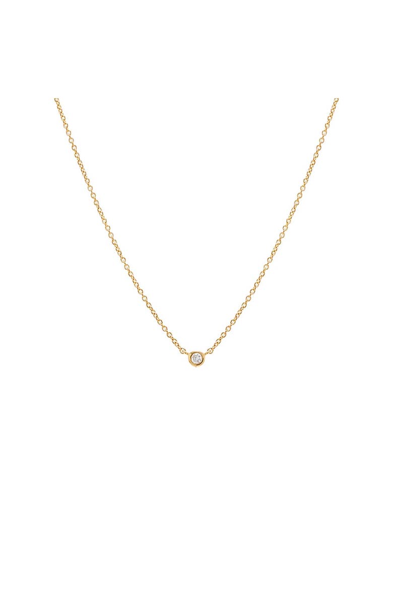 Diamond Tiny Bezel Necklace 14K, Main, color, 14K Gold