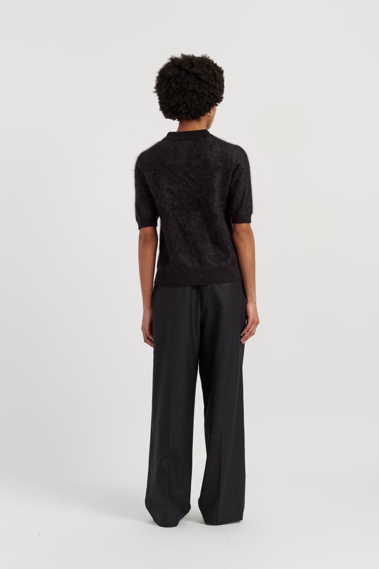 Brushed Cashmere Polo Tee, Alternate, color, Black
