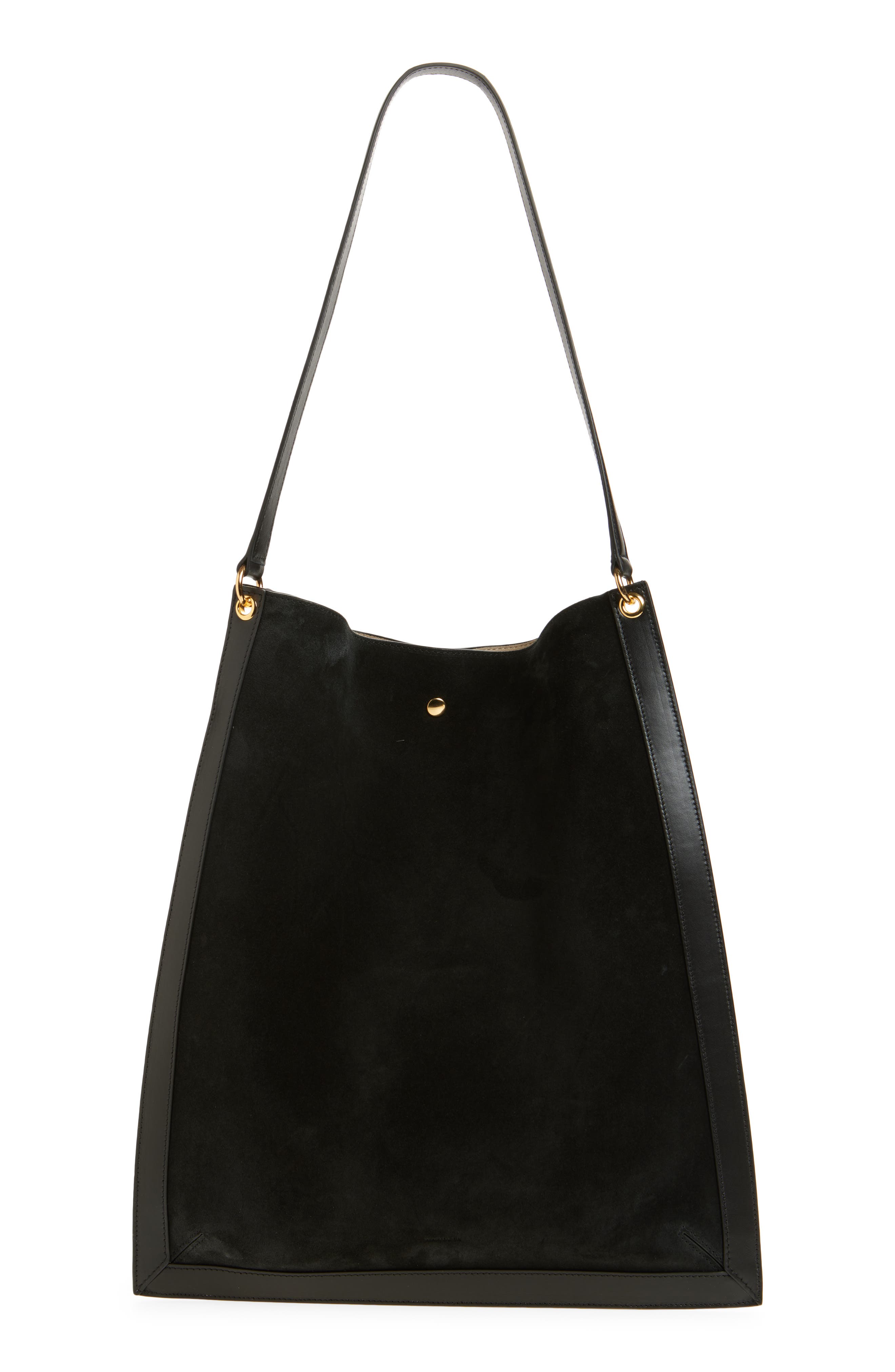 Wandler Penny Tote Bag, Main, color, Black Suede/ Black 3298