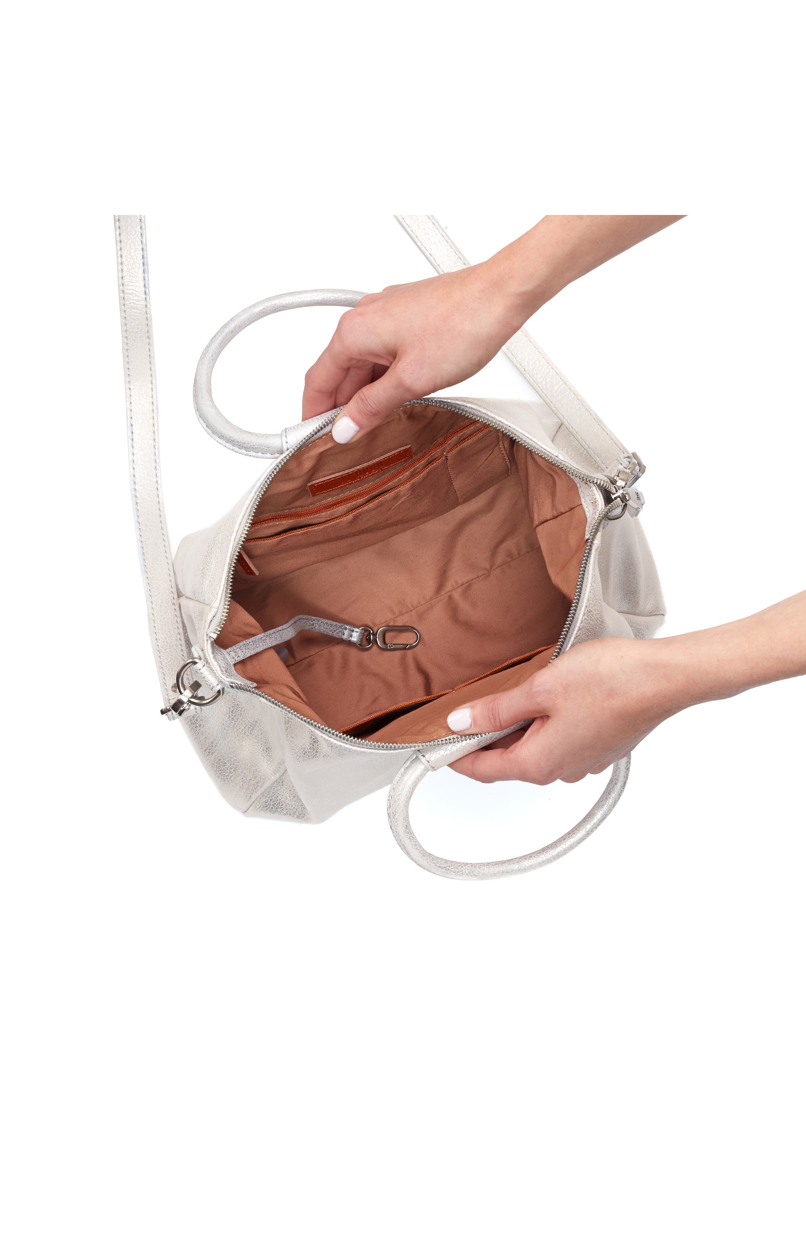 HOBO Sheila Medium Satchel, Alternate, color, Silver