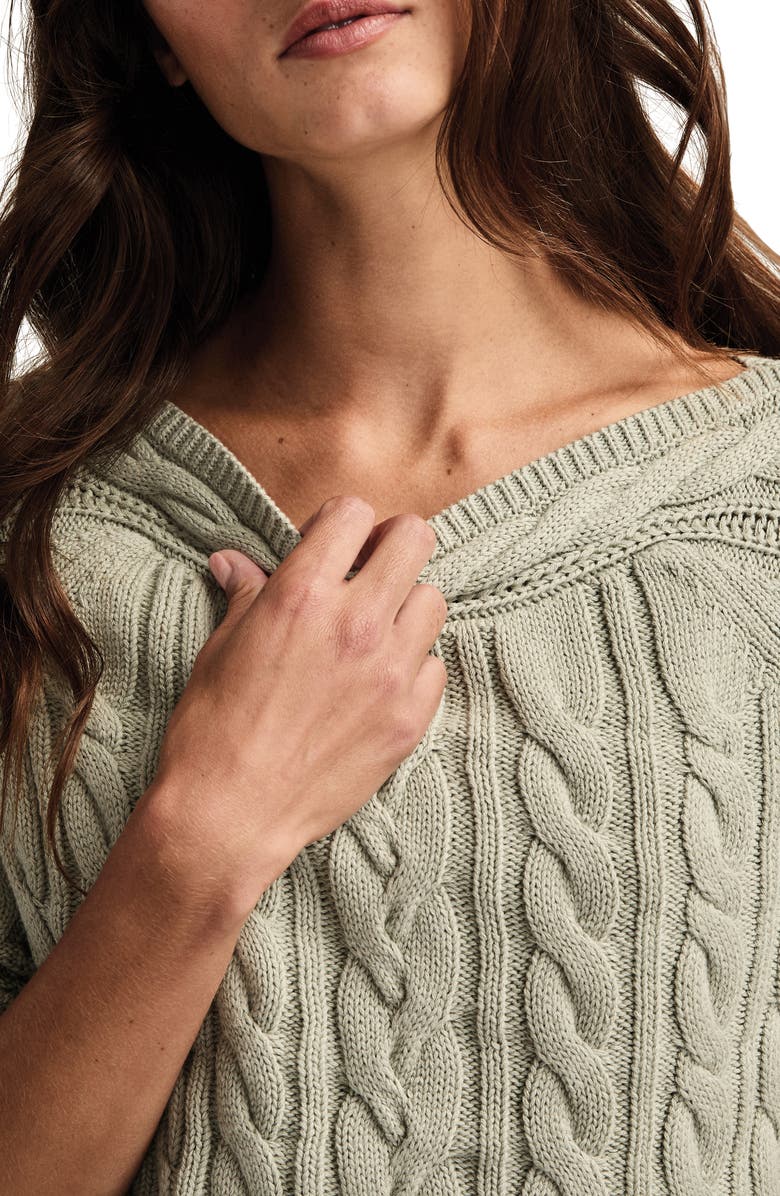 Lucky Brand Cable Stitch Boat Neck Cotton Sweater, Alternate, color,