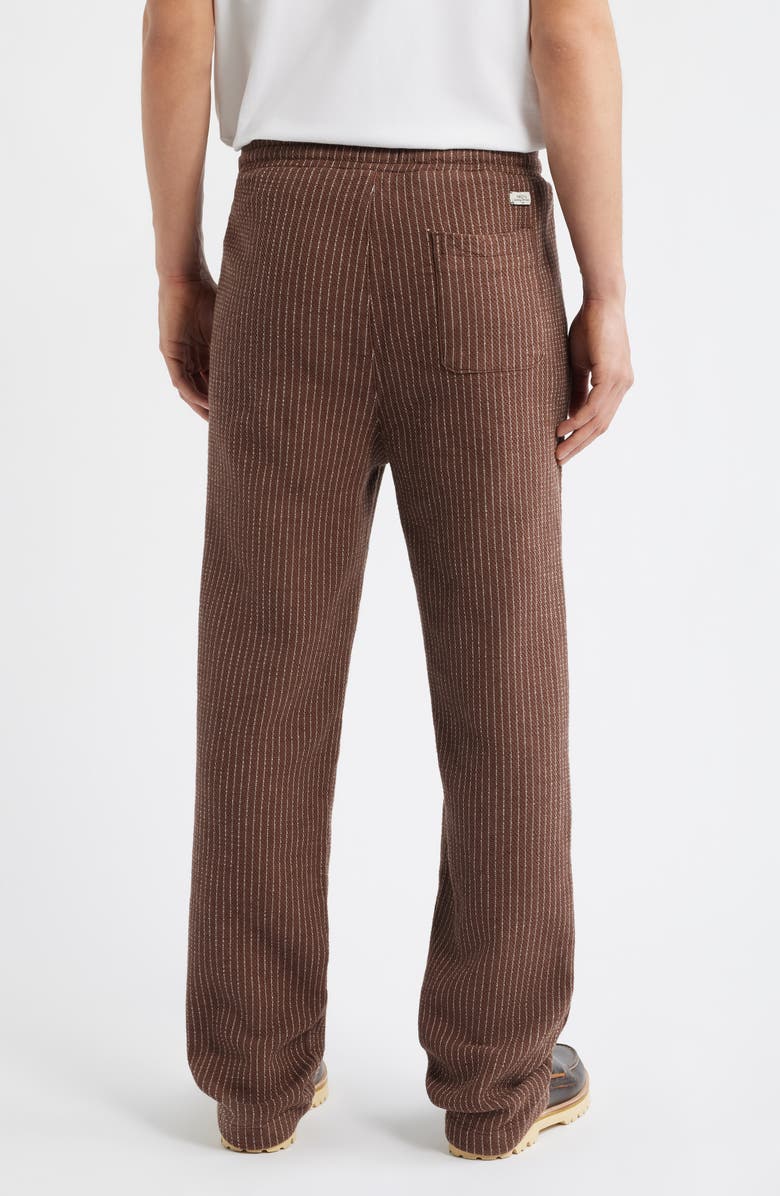 Percival Sorrento Pinstripe Cotton & Linen Drawstring Pants, Alternate, color, Brown