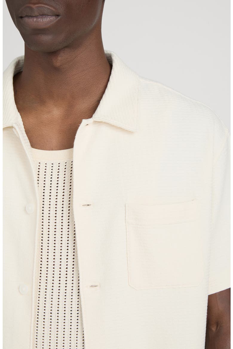 Jacquard Short Sleeve Button-Up Shirt, Alternate, color, CREAM