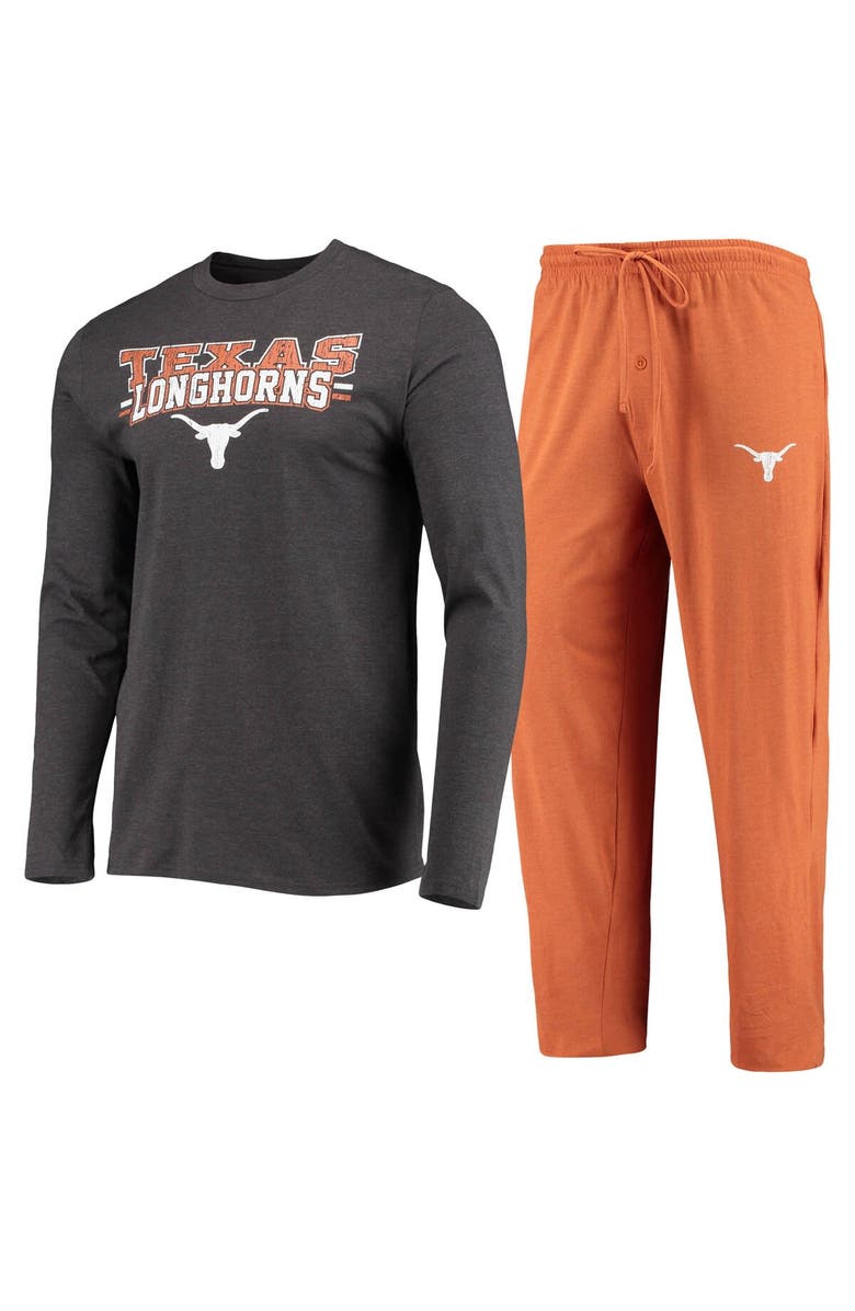 CONCEPTS SPORT Men's Concepts Sport Texas Orange/Heathered Charcoal Texas Longhorns Meter Long Sleeve T-Shirt & Pants Sleep Set, Main, color, 