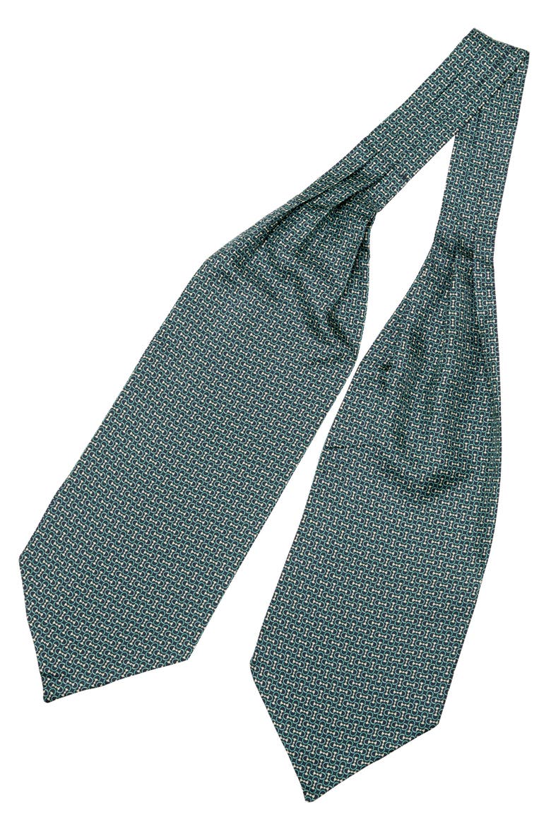 Condotti - Silk Ascot Cravat Tie for Men, Alternate, color, Green and Navy