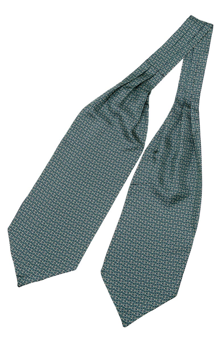 Elizabetta Condotti - Silk Ascot Cravat Tie for Men, Alternate, color, Green And Navy