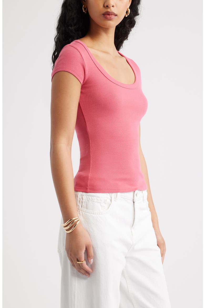 Scoop Neck Stretch Cotton T-Shirt, Alternate, color, PINK PARTY