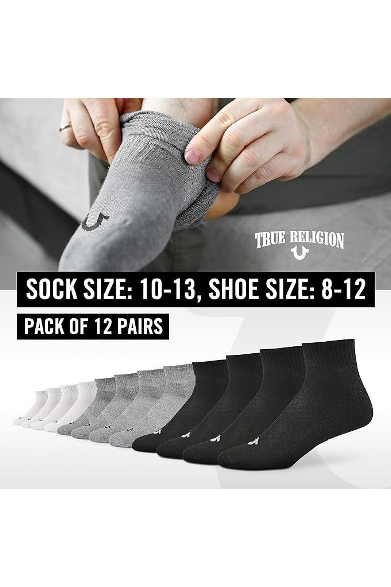 Mens Socks Ankle Socks for Men 6 & 12 Pairs Quarter Premium Athletic Shoe Size 8-12, Alternate, color, Assorted